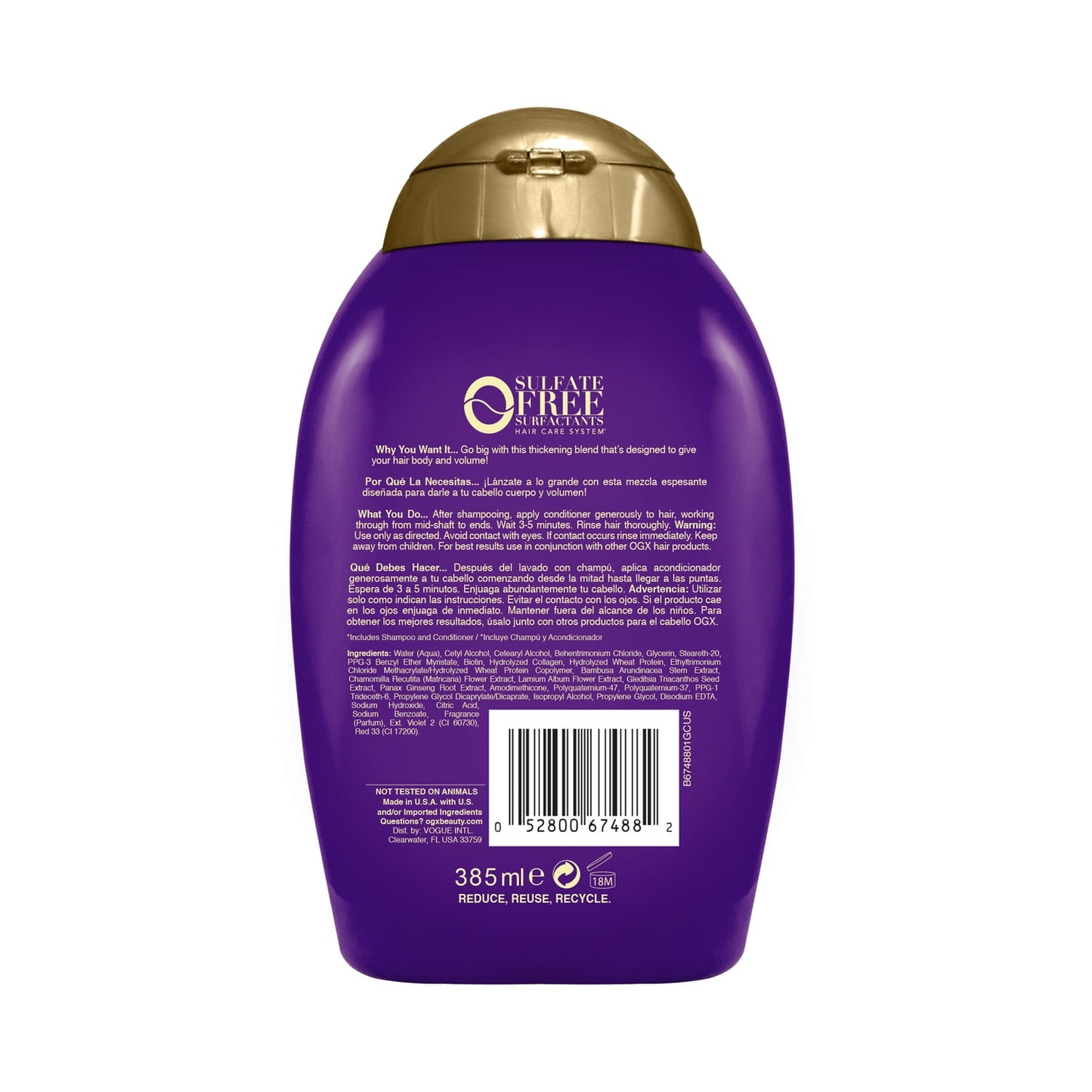OGX Thick & Full + Biotin & Collagen Extra Strength Volumizing Daily Conditioner with Vitamin B7, 13 fl oz