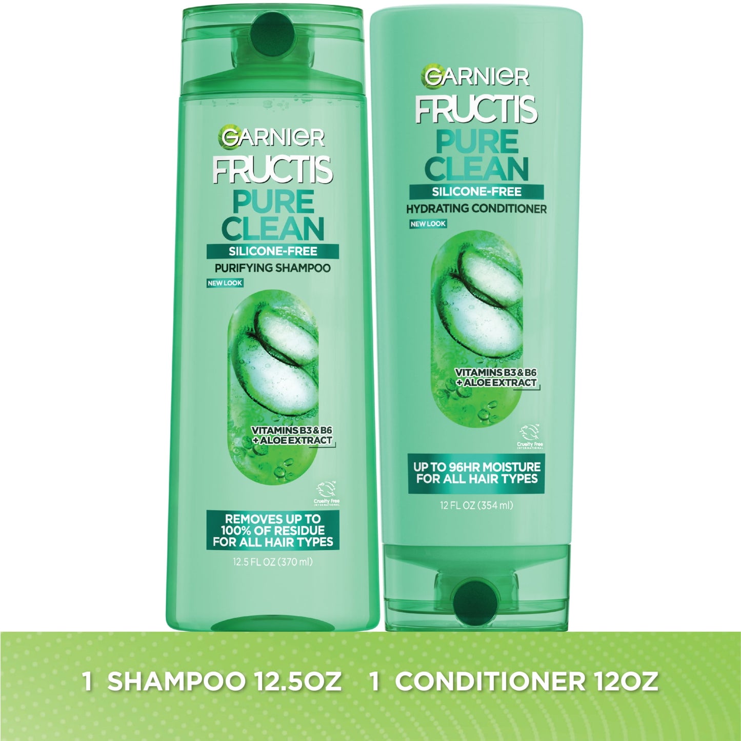 Garnier Fructis Pure Clean Shampoo and Conditioner, Gentle for Everyday Use, 2 Count