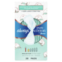 Always Pure Cotton Feminine Pads With Wings, Size 1, Regular Absorbency, 28 CT