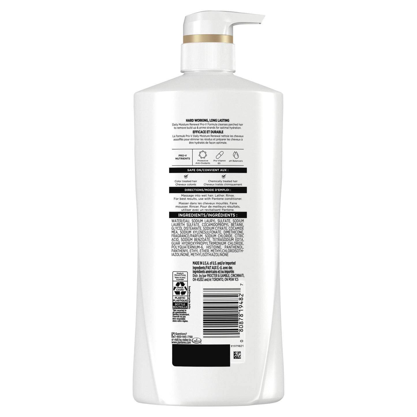 Pantene Pro-V Daily Moisture Renewal Shampoo, All Hair Types, 17.9 fl oz