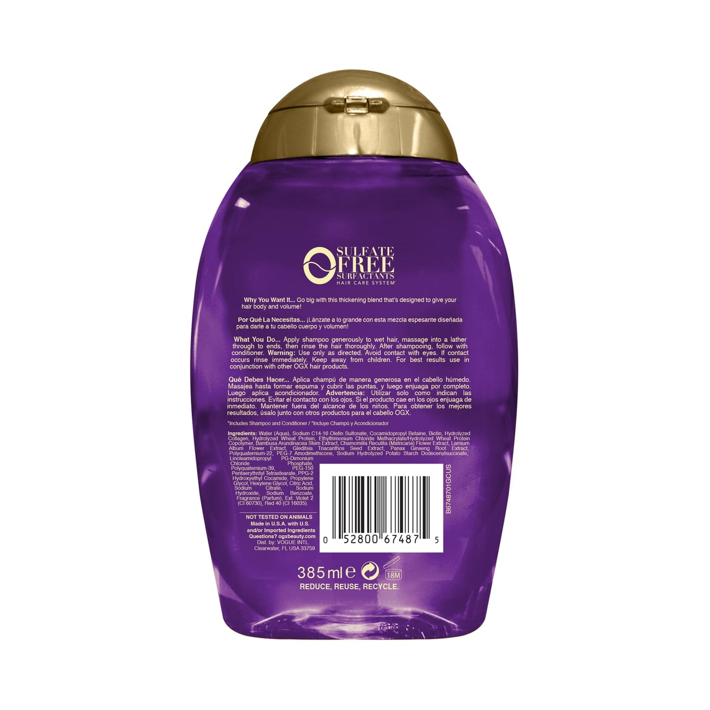 OGX Thick & Full + Biotin & Collagen Extra Strength Volumizing Daily Shampoo with Vitamin B7, 13 fl oz