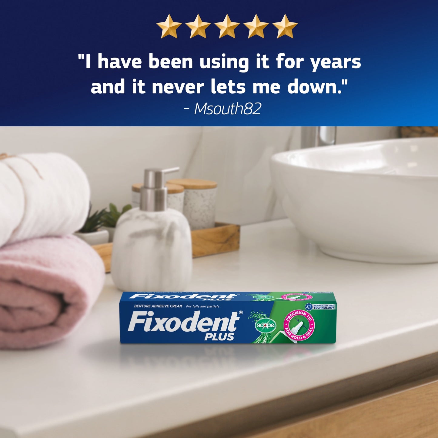 Fixodent Plus Scope Denture Adhesive, Precision Hold, 2 oz, 2 Pack