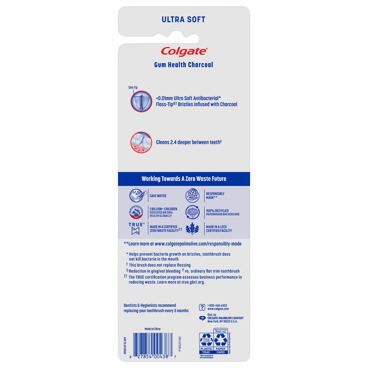 Colgate Gum Health Adult Manual Charcoal Toothbrush, Ultra Soft Toothbrush, 4 Pack