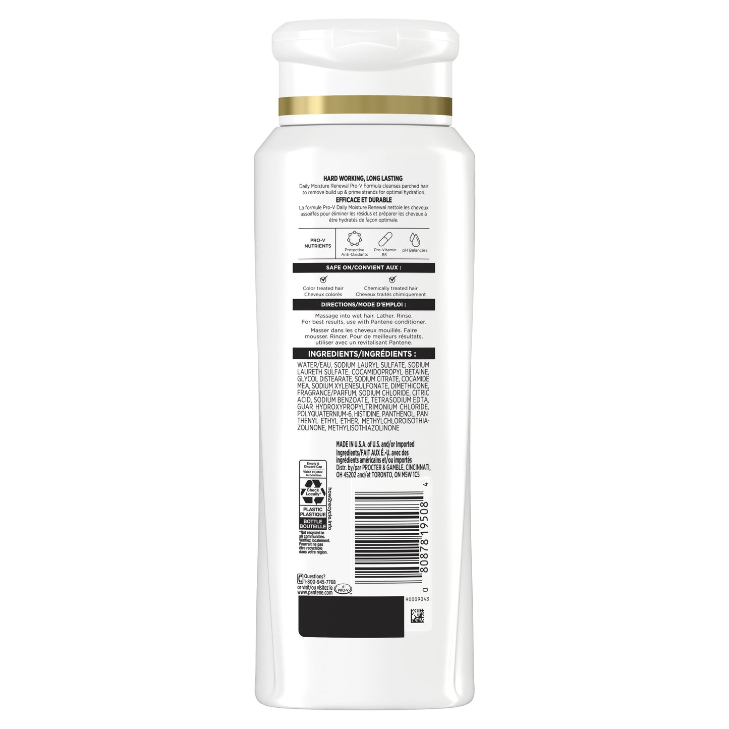 Pantene Pro-V Daily Moisture Renewal Shampoo, All Hair Types, 10.4 fl oz