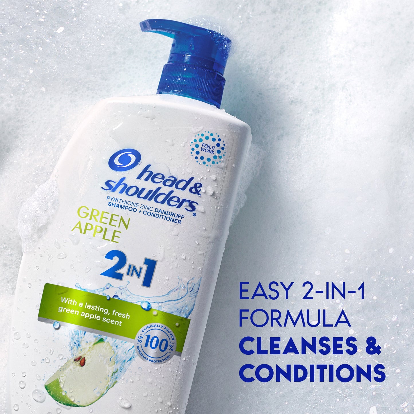 Head & Shoulders 2 in 1 Dandruff Shampoo and Conditioner, Green Apple, 28.2 oz