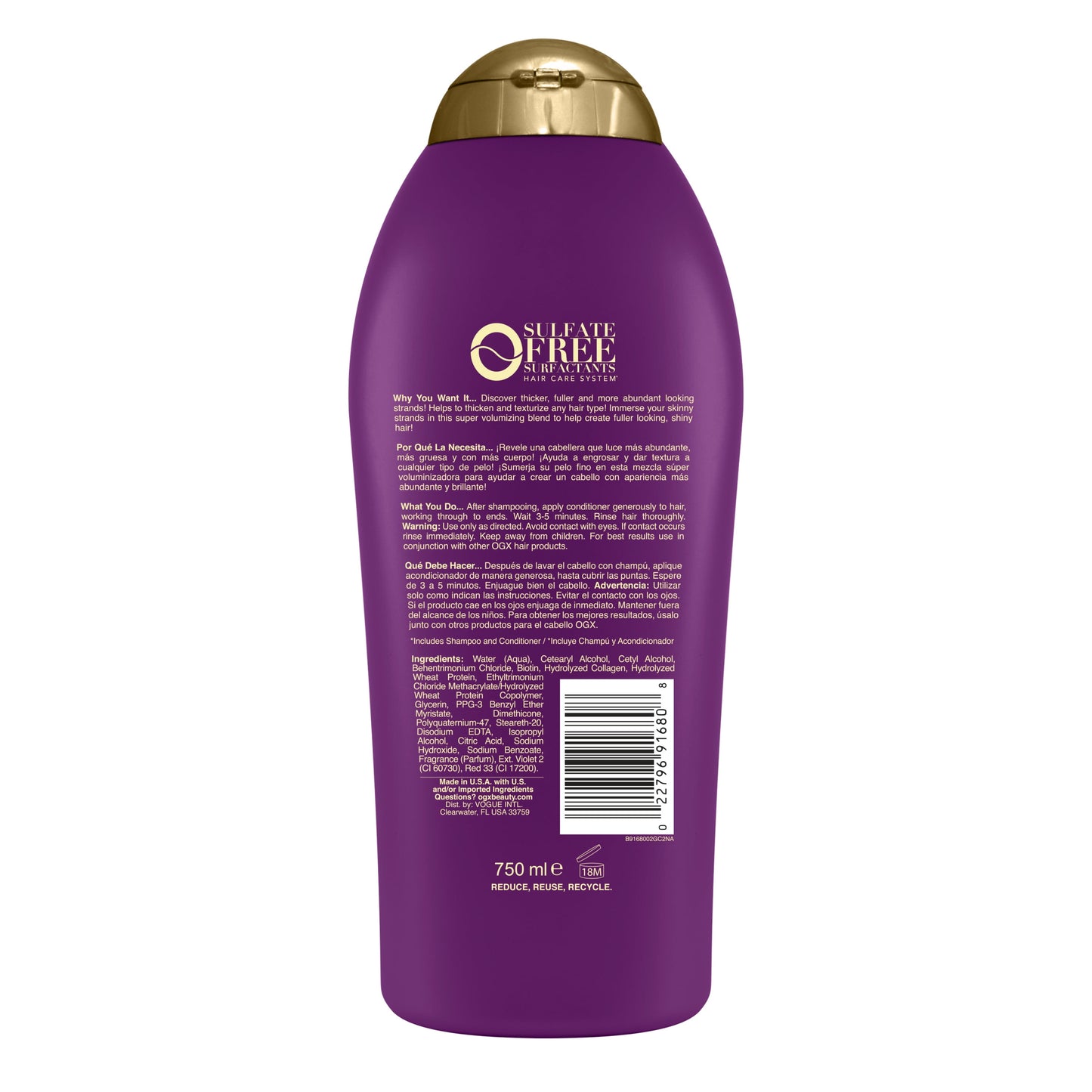 OGX Thick & Full + Biotin & Collagen Volumizing Daily Conditioner, 25.4 fl oz
