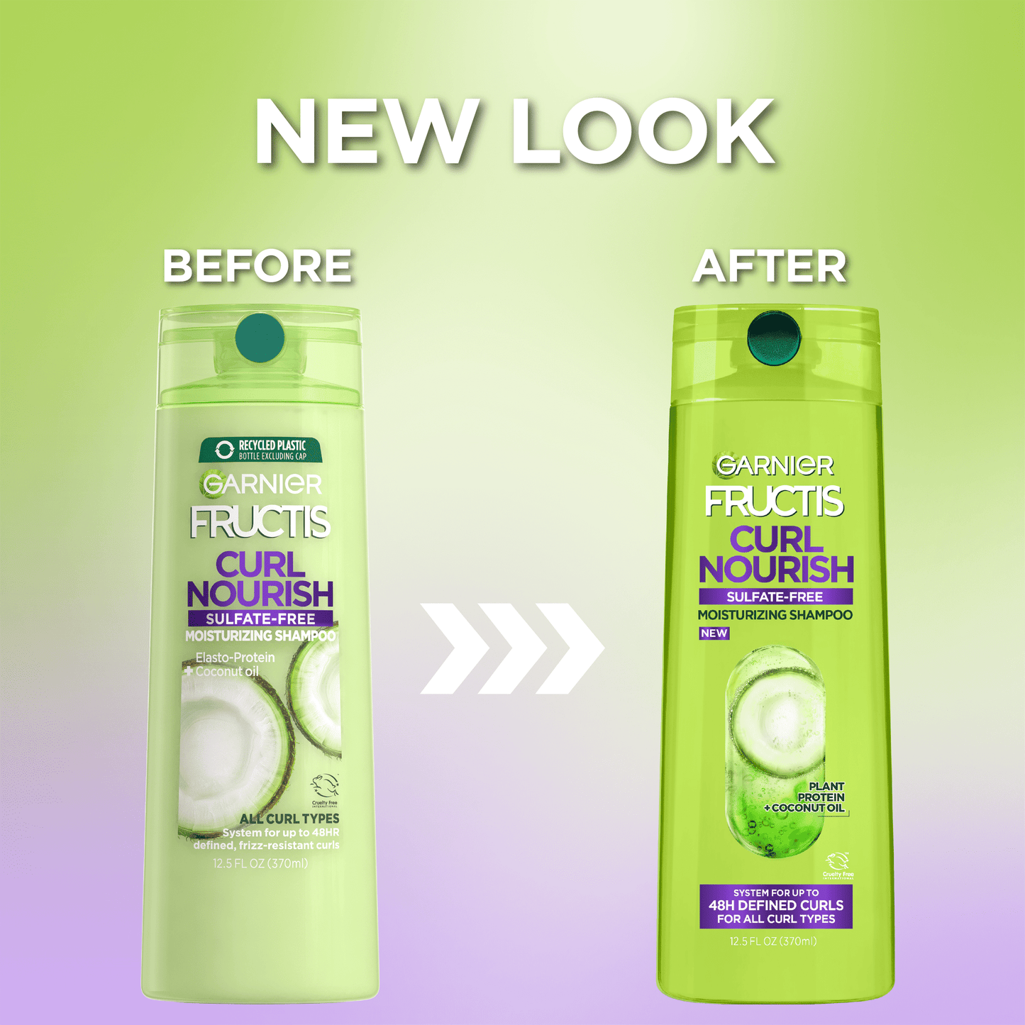 Garnier Fructis Curl Nourish Moisturizing Shampoo with Elasto Protein, 12.5 fl oz