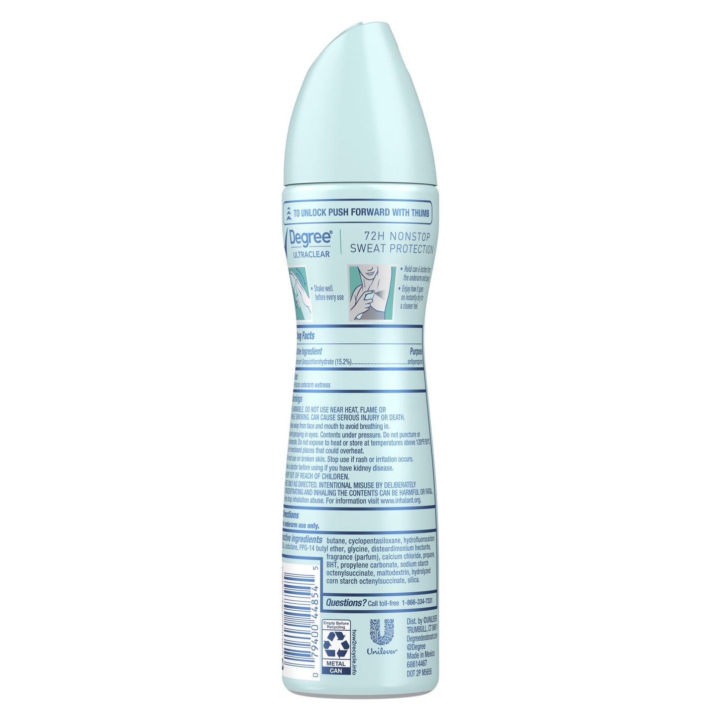 Degree Ultra Clear Long Lasting Women's Antiperspirant Deodorant Dry Spray, Pure Rain, 3.8 oz