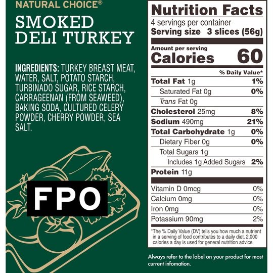 HORMEL NATURAL CHOICE Sliced Smoked Deli Turkey Lunch Meat, 8 oz Plastic Package