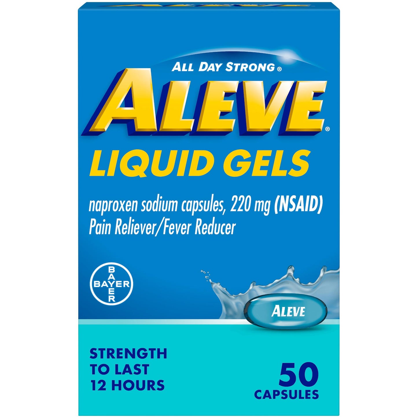 Aleve Liquid Gels Naproxen Sodium Pain Reliever, 50 Count