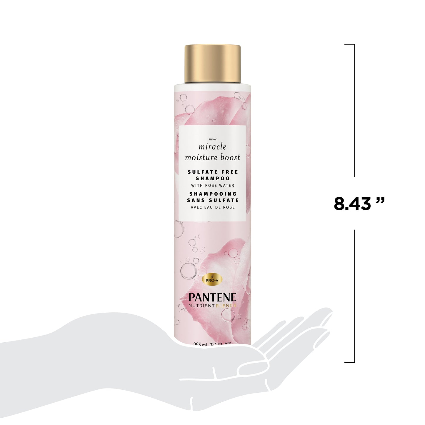 Pantene Sulfate Free Shampoo with Rose Water, Color Safe, Nutrient Blends, 9.6 oz