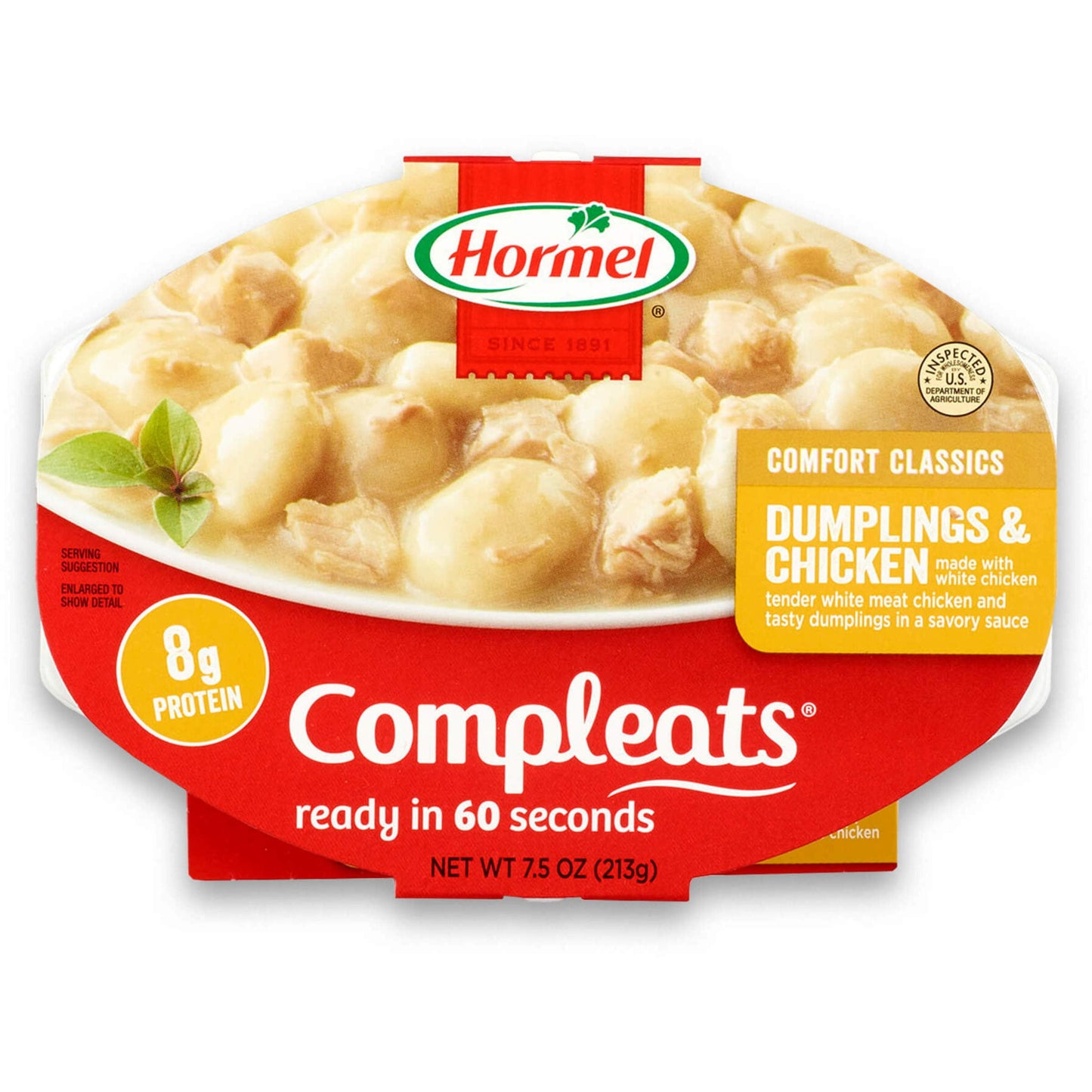 HORMEL COMPLEATS Dumplings & Chicken, Shelf Stable, 7.5 oz Plastic Tray