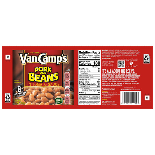 Van Camp's Pork and Beans, Canned Beans, 15 oz