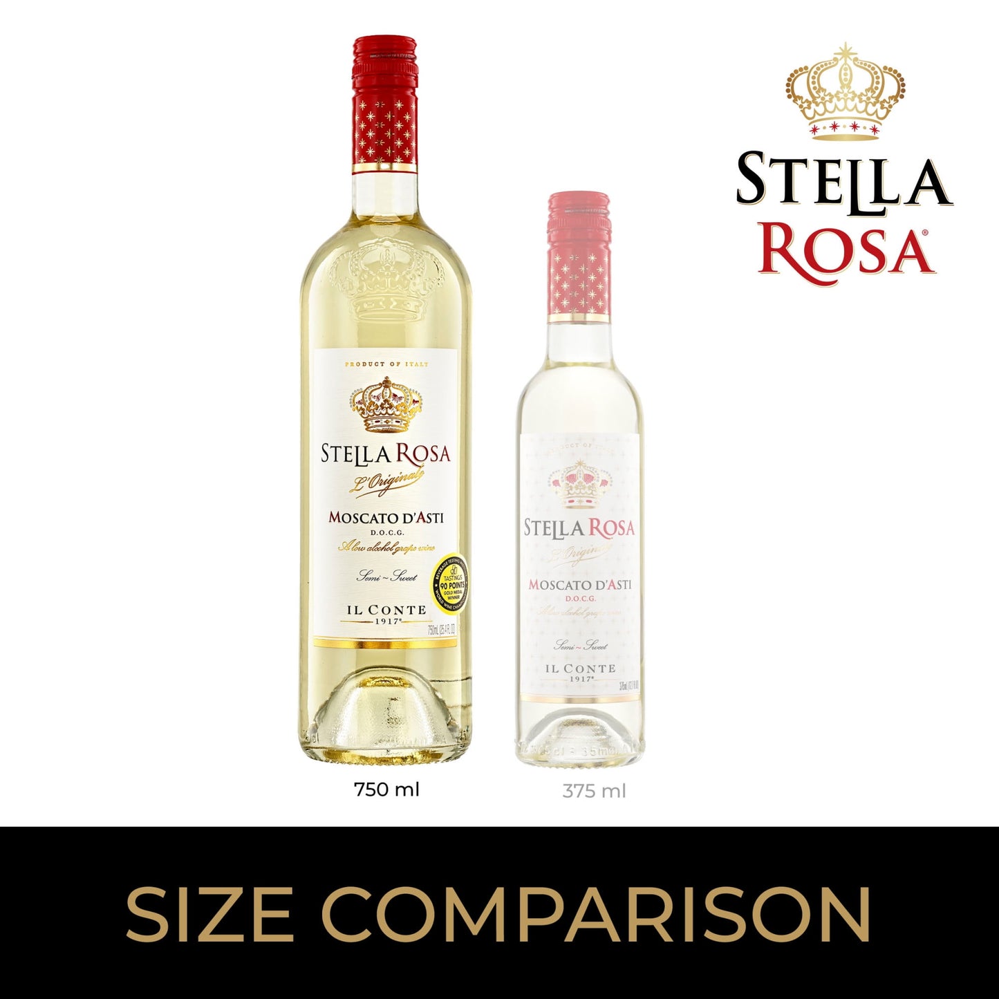 Stella Rosa Moscato d'Asti Semi-Sweet White Wine 750ml Glass Bottle DOCG Piedmont Italy Serving Size 6oz
