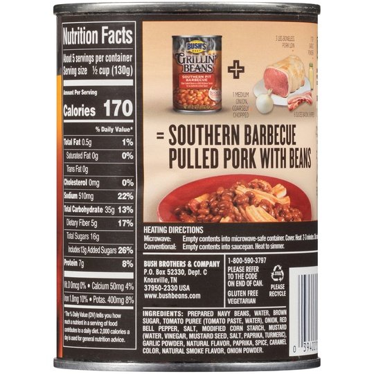 Bush's Grillin' Beans Southern Pit Barbecue, Canned Beans, 22 oz