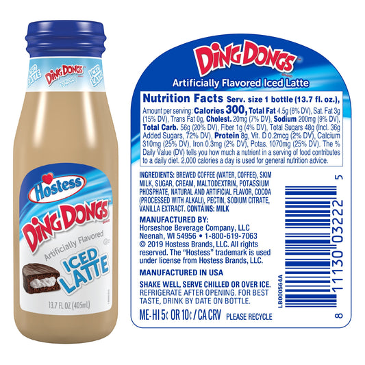 Hostess Ding Dongs Iced Latte Ready-to-Drink Coffee, 13.7 fl oz