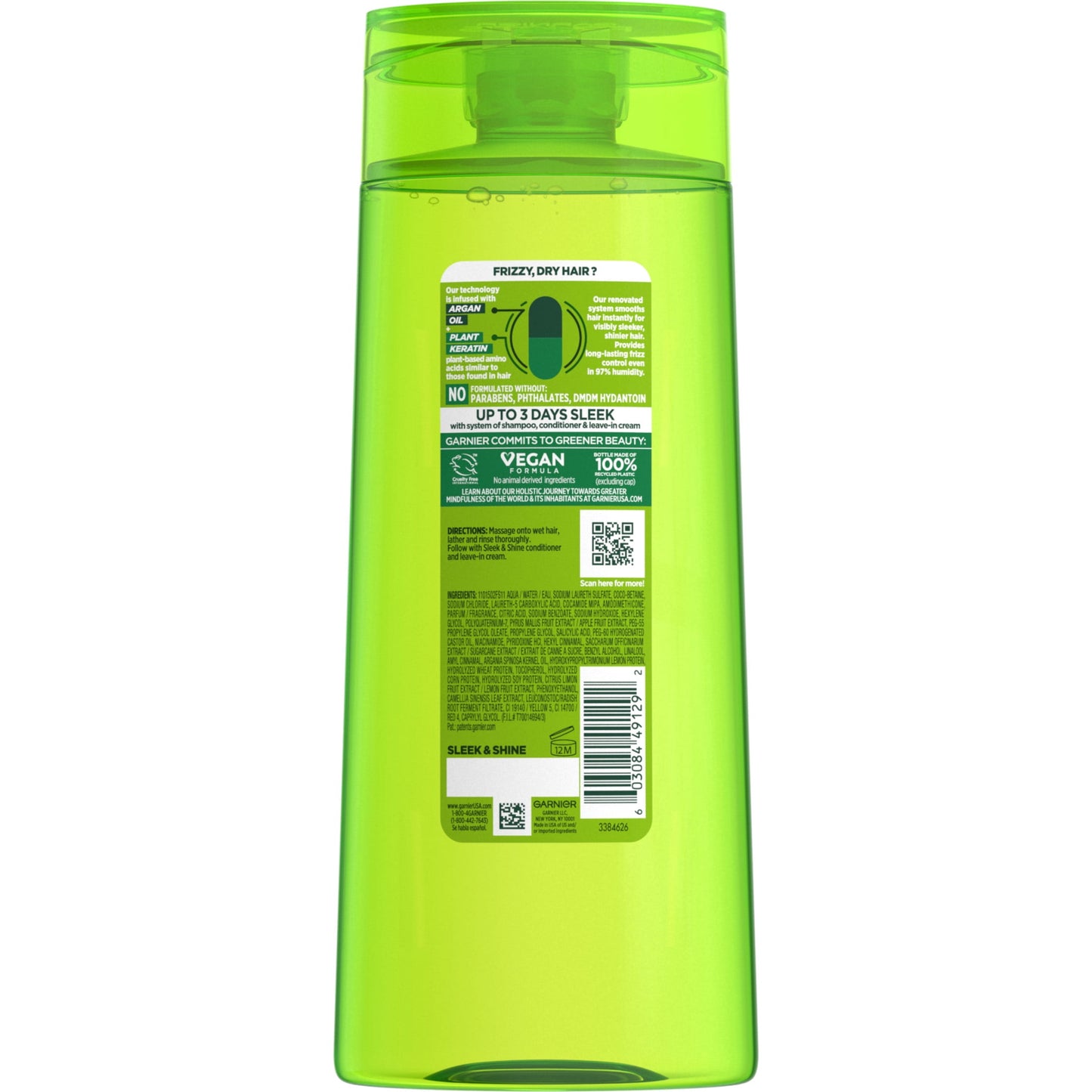 Garnier Fructis Sleek and Shine Fortifying Shampoo for Frizzy, Dry Hair, 22 fl oz
