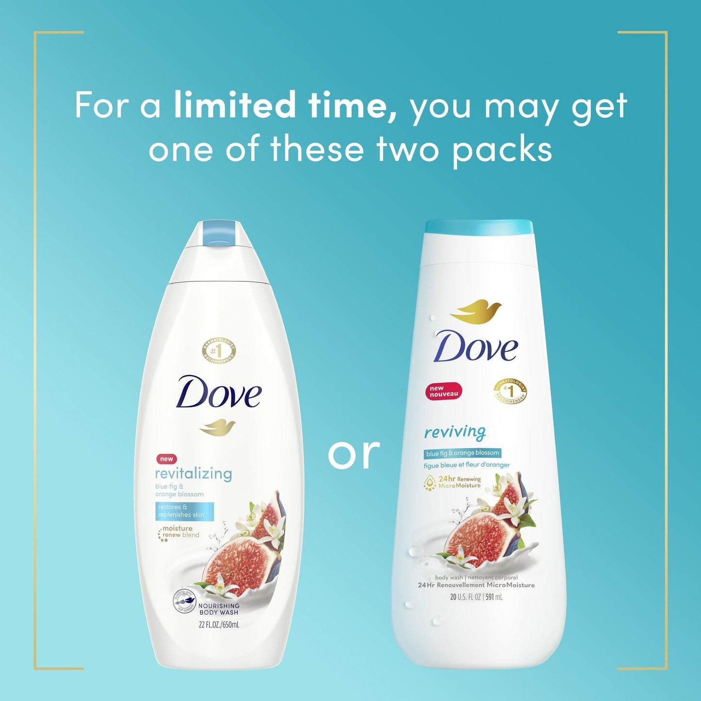 Dove Reviving Long Lasting Gentle Body Wash, Blue Fig and Orange Blossom, 20 fl oz