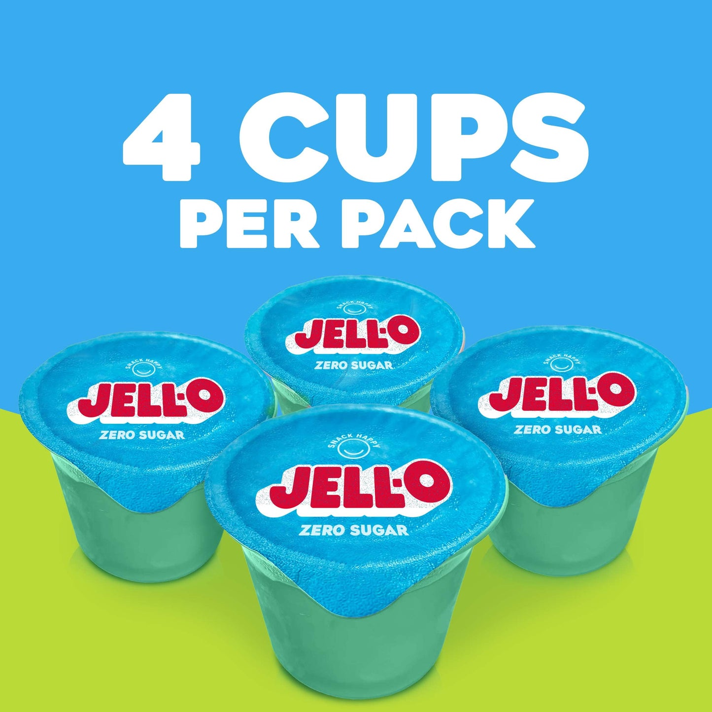 Jell-O Lemon-Lime Sugar Free Jello Cups Gelatin Snack, 4 Ct Cups
