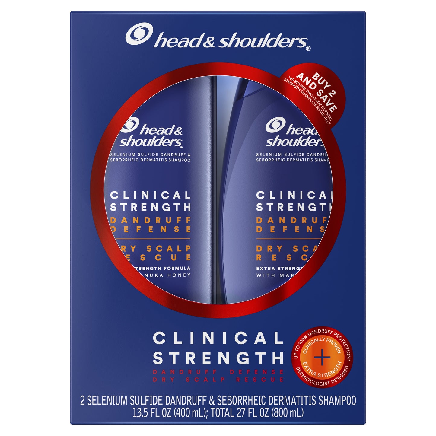Head & Shoulders Clinical Dandruff Defense + Dry Scalp Rescue Shampoo 13.5oz Twin Pack