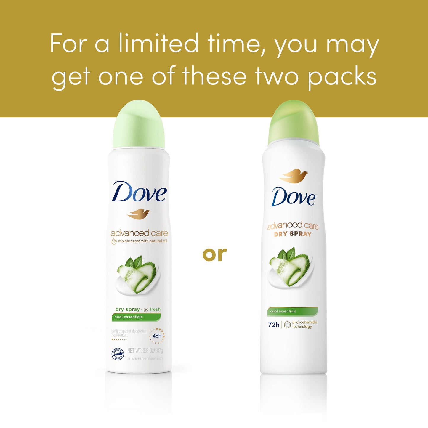 Dove Advanced Care Antiperspirant Deodorant Dry Spray, Cool Essentials, 3.8 oz