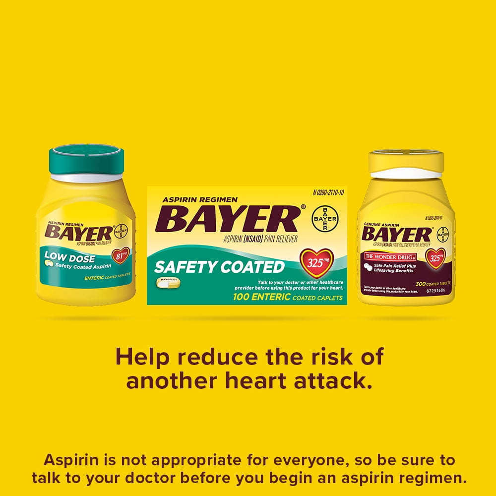 Bayer Chewable Aspirin Regimen Low Dose Pain Reliever Tablets, 81mg, Orange, 108 Count