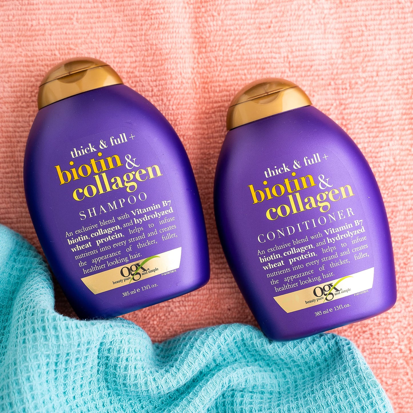 OGX Biotin & Collagen Thickening Volumizing Daily Conditioner with Vitamin B7 & Hydrolyzed Wheat Protein, 13 fl oz