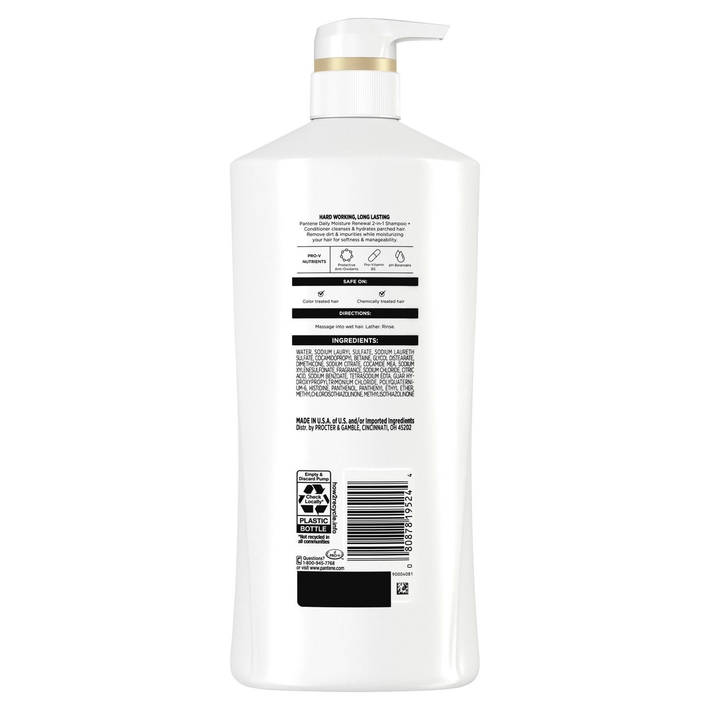 Pantene Pro-V Daily Moisture Renewal 2 in 1 Moisturizing Shampoo + Conditioner, 27.7 fl oz