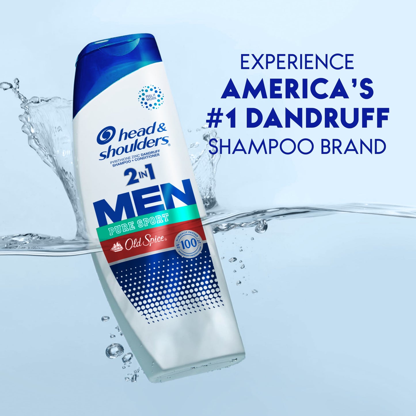 Head & Shoulders Men's 2 in 1 Dandruff Shampoo and Conditioner, Old Spice Pure Sport, 28.2 fl oz
