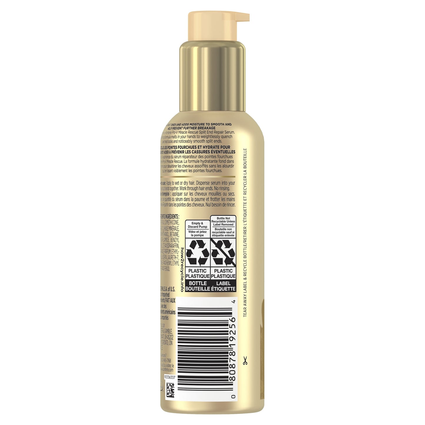 Pantene Hair Serum, Split Ends Hair Treatment, for Damaged Hair, Miracle Rescue, 3.2 oz