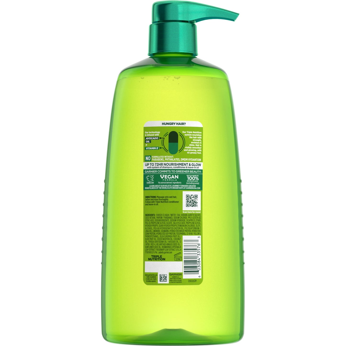 Garnier Fructis Triple Nutrition Nourishing Shampoo with Vitamin E, 33.8 fl oz