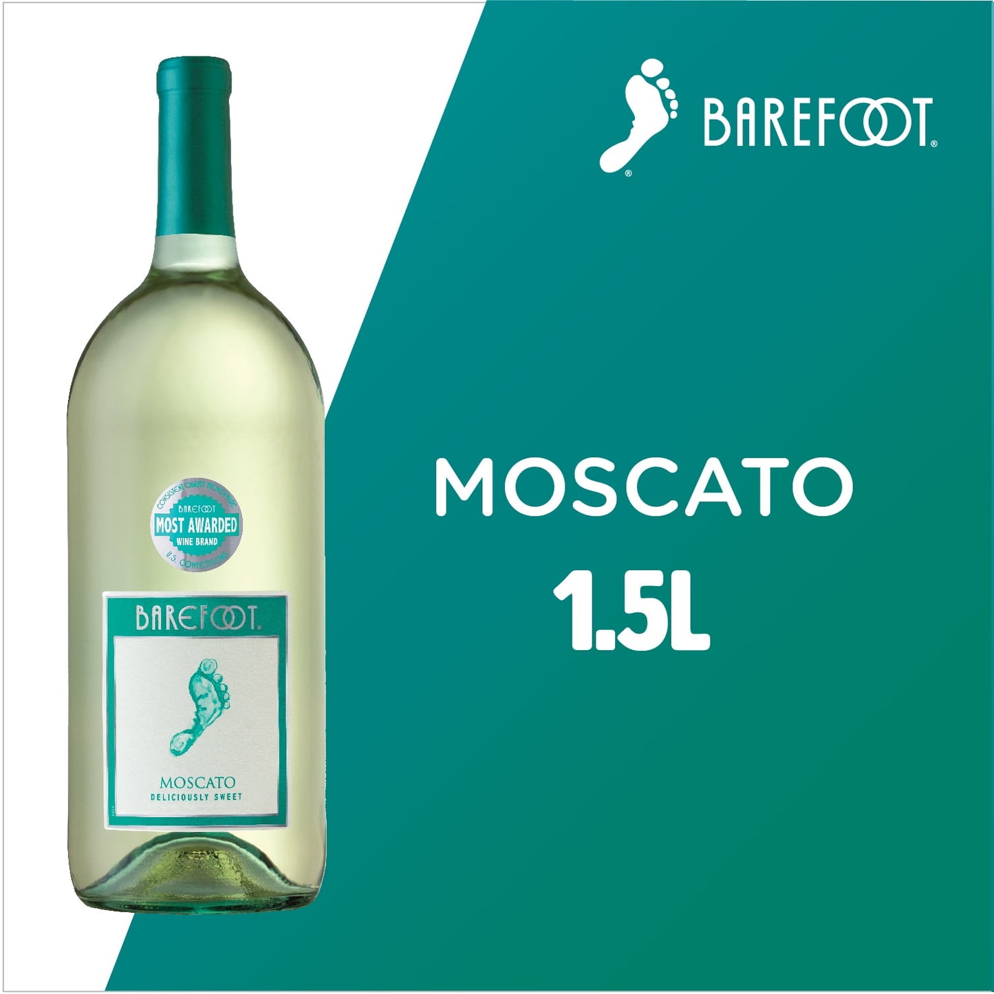 Barefoot Cellars Moscato White Wine, California, 1.5 Liter Glass Bottle