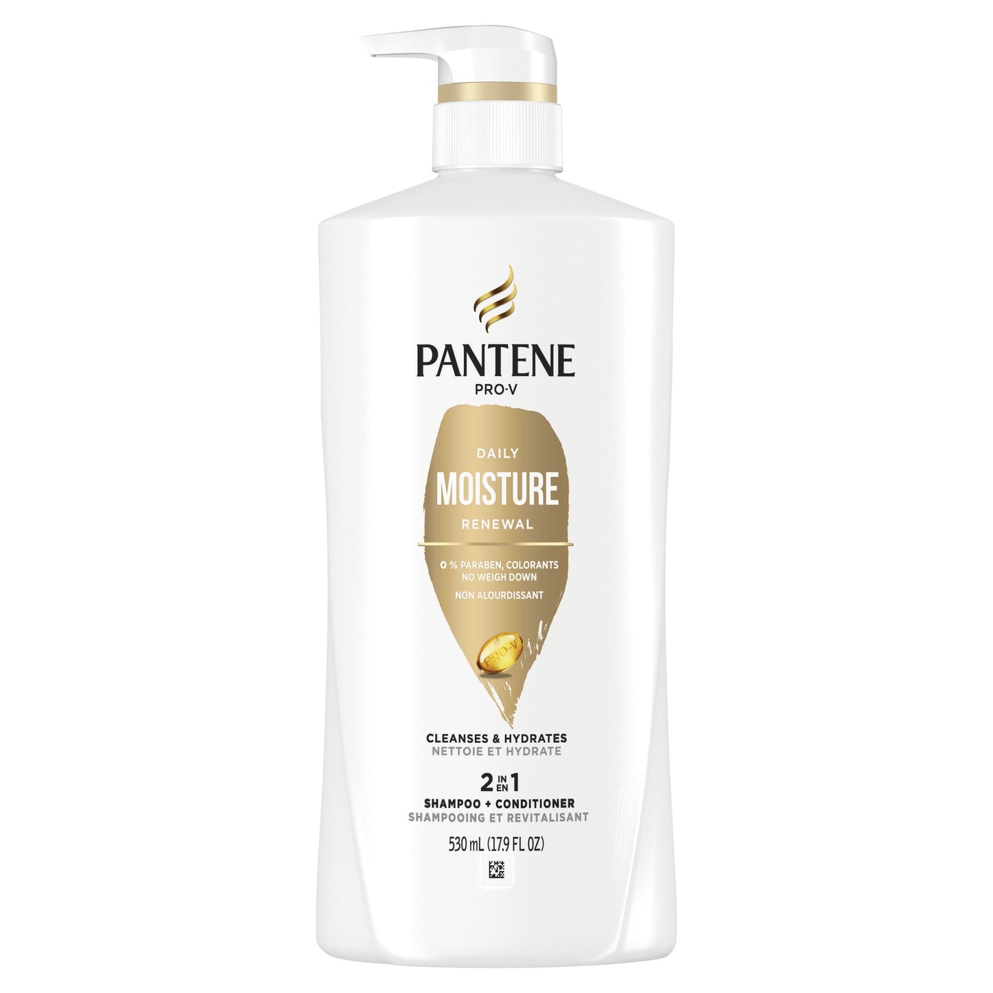 Pantene Pro-V Daily Moisture Renewal 2 in 1 Shampoo + Conditioner, for All Hair Types, 17.9 fl oz