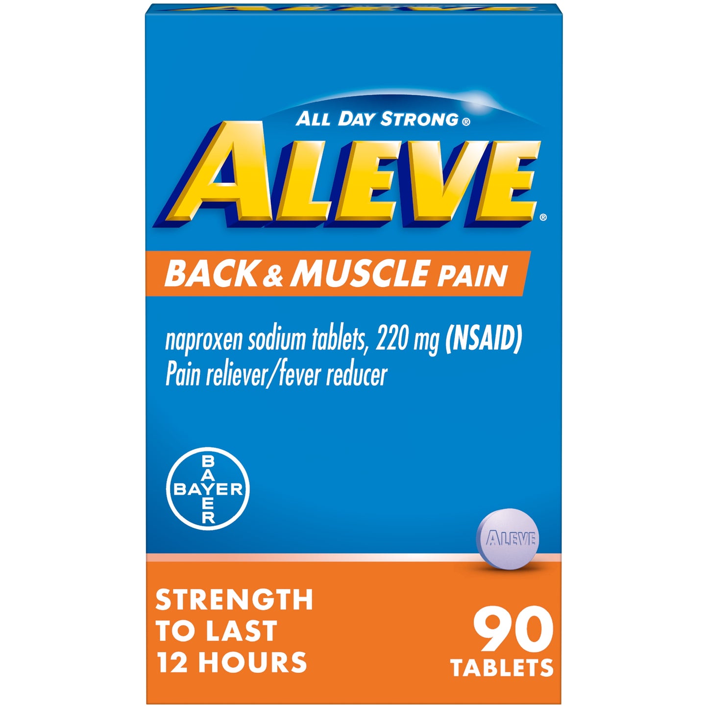 Aleve Back & Muscle Pain Reliever Naproxen Sodium Tablets, 90 Count