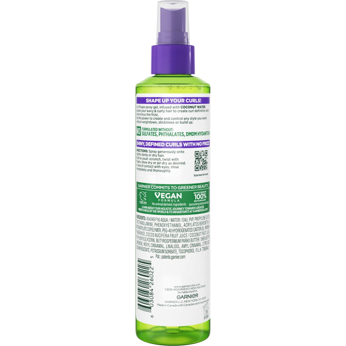 Garnier Fructis Style Curl Shape Defining Spray Gel, For Curly Hair, 8.5 fl oz