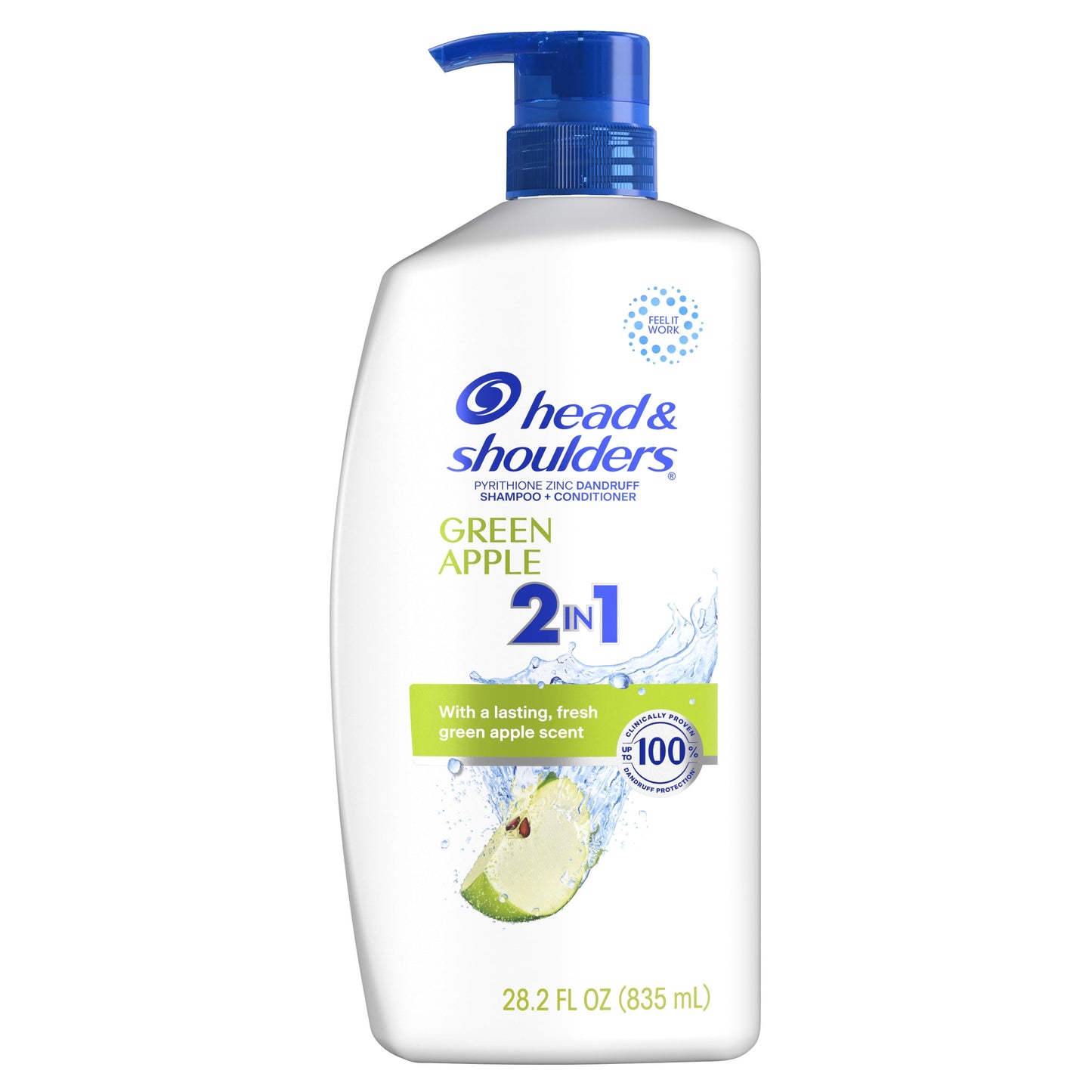 Head & Shoulders 2 in 1 Dandruff Shampoo and Conditioner, Green Apple, 28.2 oz
