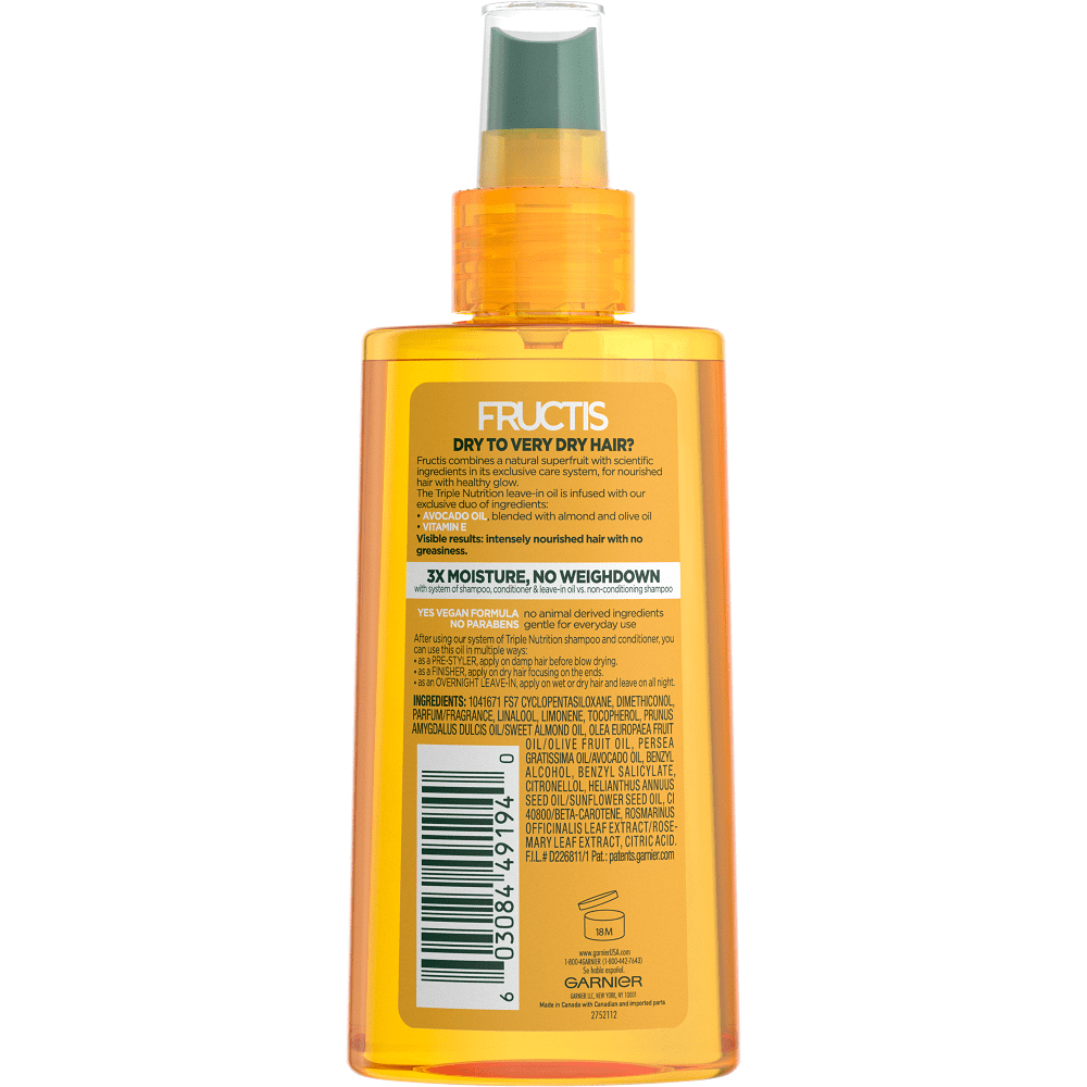 Garnier Fructis Triple Nutrition Vitamin E and Avocado Olive Almond Hair Oil, 5 fl oz