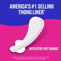 CAREFREE® THONG Panty Liners With Wings, Flat, Unscented, 49ct