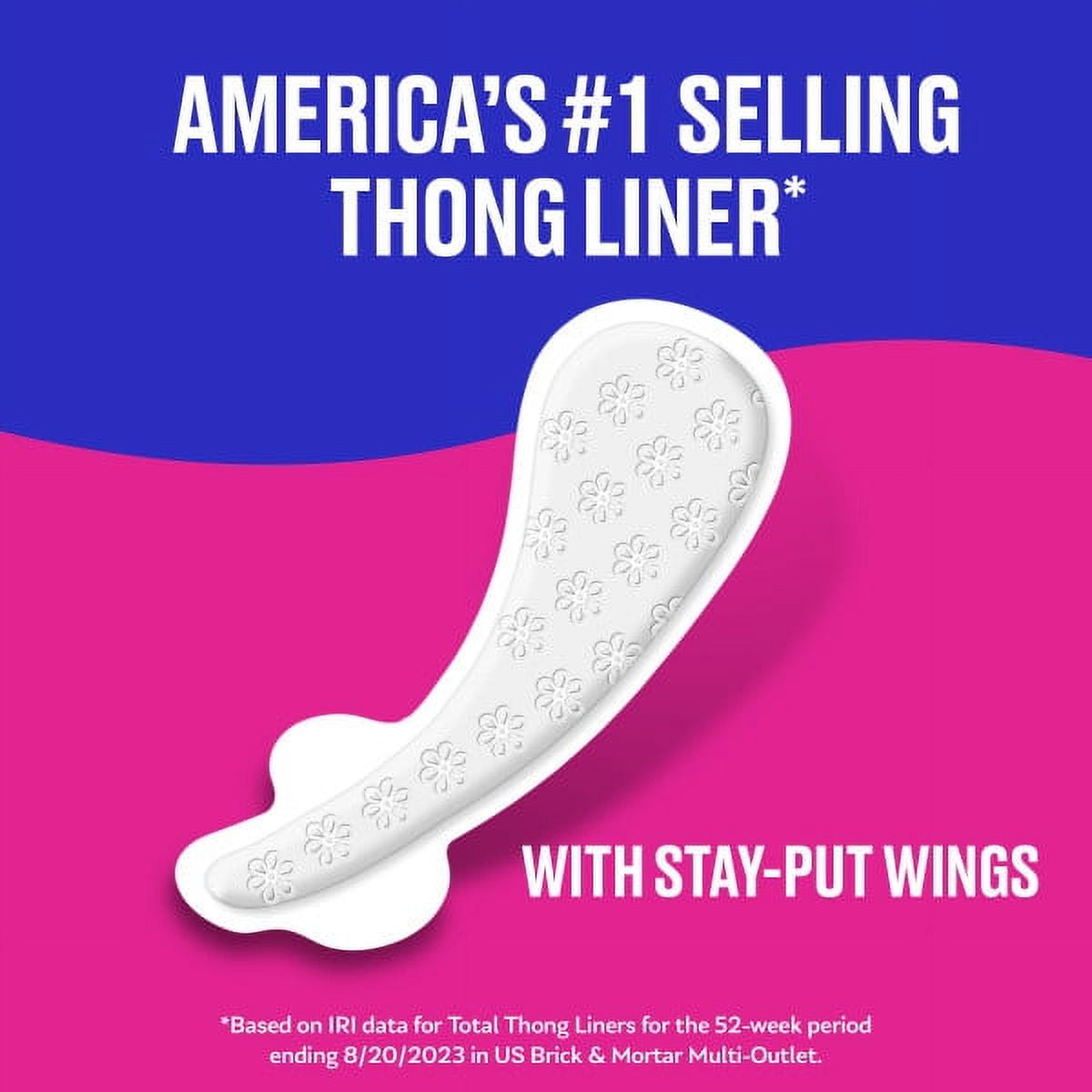 CAREFREE® THONG Panty Liners With Wings, Flat, Unscented, 49ct