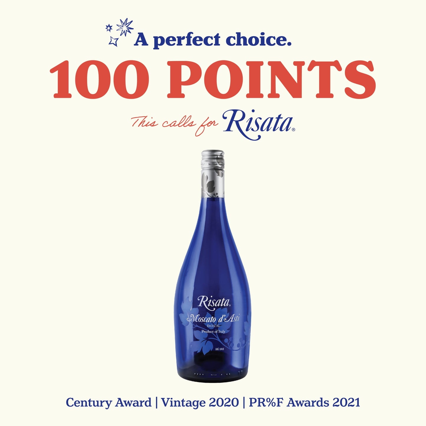 Risata Moscato d'Asti, D.O.C.G., Piedmont Italy, 5.5% ABV, 750ml Glass Bottle, 3 - 240ml Servings