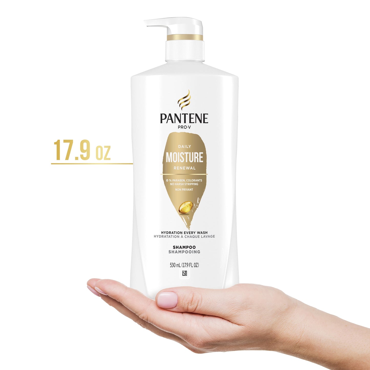 Pantene Pro-V Daily Moisture Renewal Shampoo, All Hair Types, 17.9 fl oz