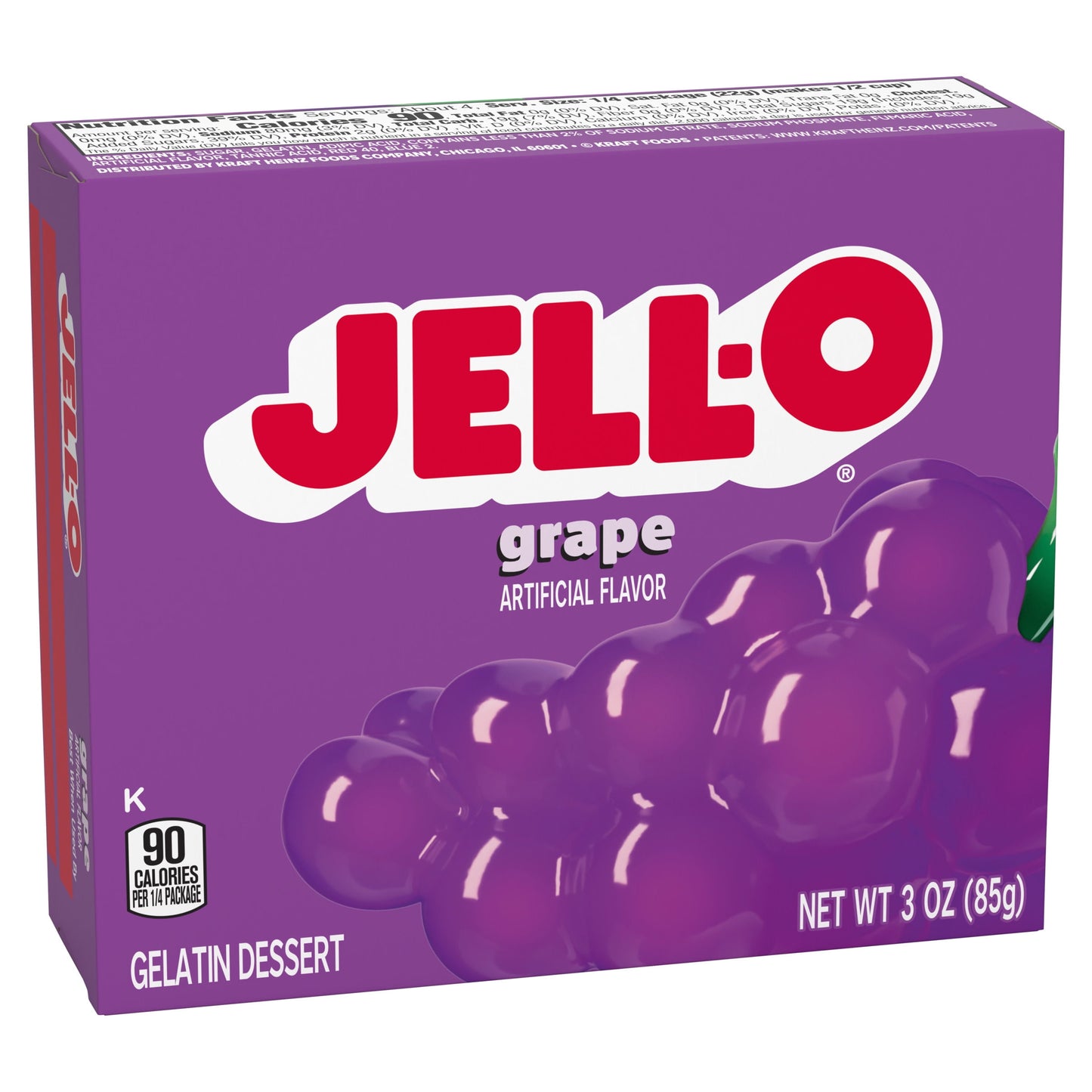 Jell-O Grape Artificially Flavored Gelatin Dessert Mix, 3 oz Box