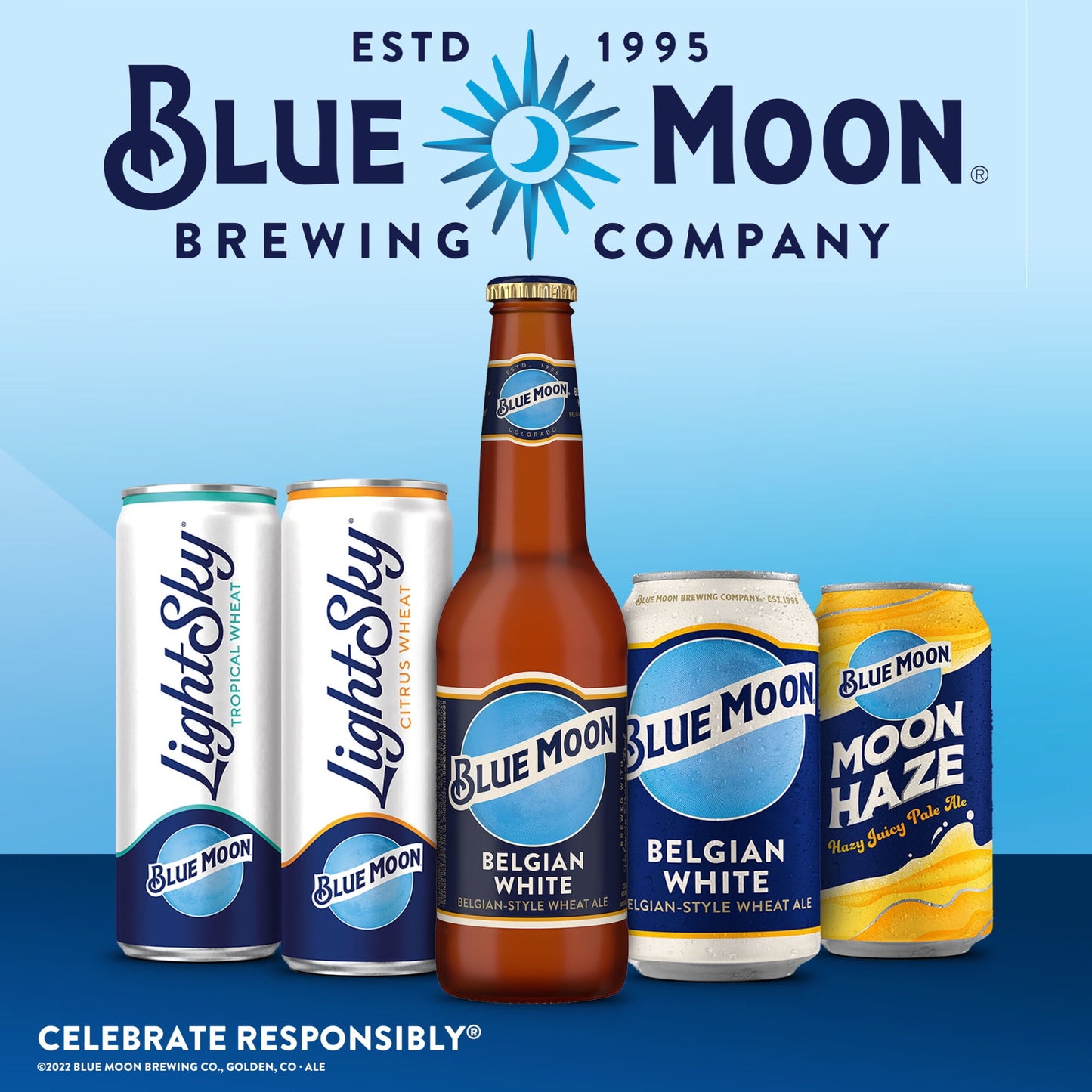 Blue Moon Belgian White Wheat Ale Craft Beer, 15 Pack, 12 fl oz Cans, 5.4% ABV