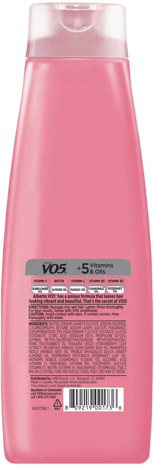 Alberto VO5 Strawberries & Cream Moisturizing Shampoo with Soy Milk, for All Hair Types, 16.9 fl oz