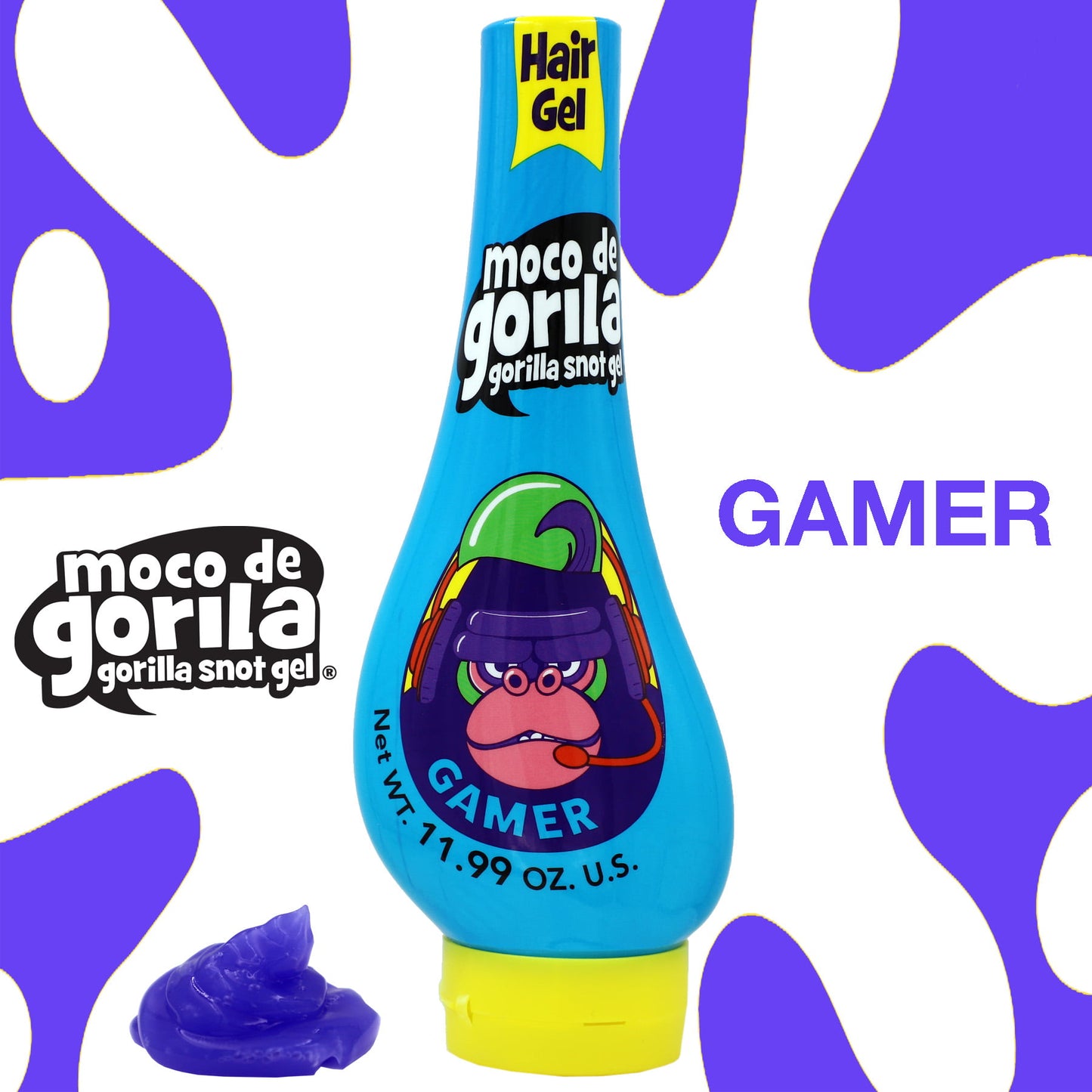 Moco de Gorila Gamer Hair Gel, Nourishing, Long-Lasting Hold, Unisex, 11.9 oz Squeeze Bottle