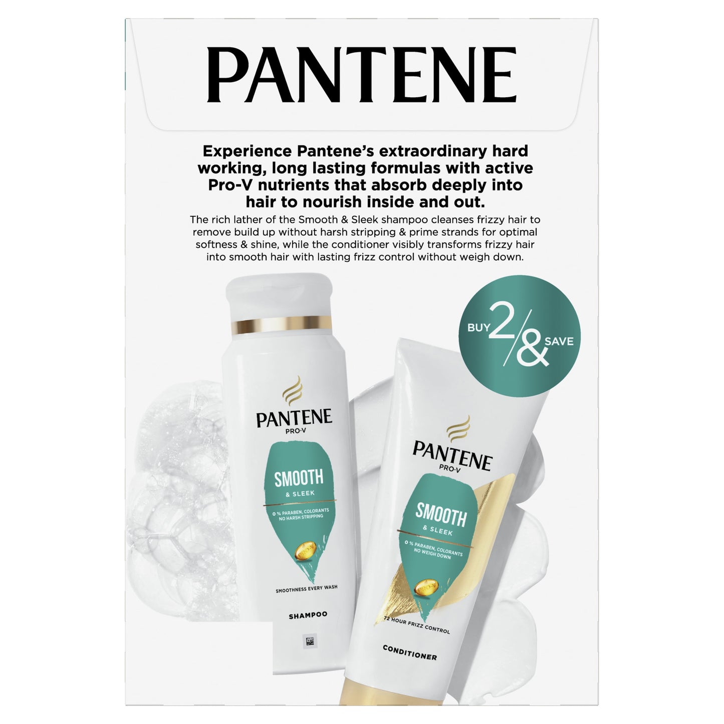Pantene Pro-V Smooth & Sleek Dual Pack, Shampoo 10.4oz/Conditioner 9.0oz