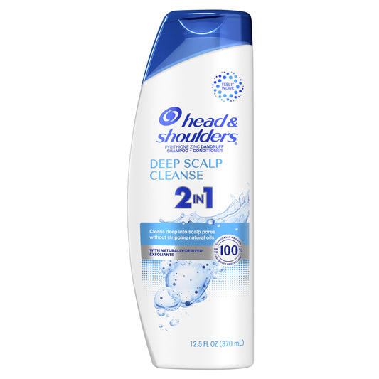 Head & Shoulders 2 in 1 Dandruff Shampoo and Conditioner, Deep Scalp Cleanse, 12.5 oz