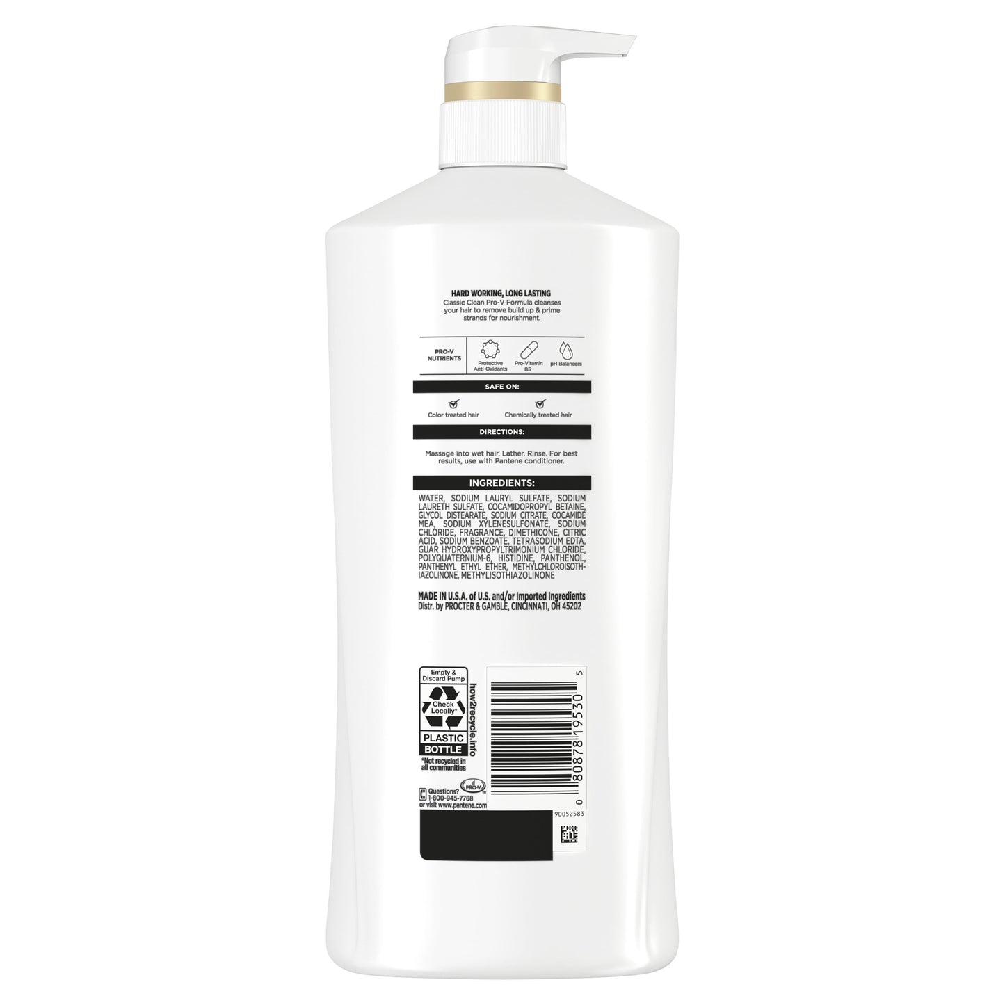 Pantene Pro-V Classic Clean Shampoo, All Hair Types, 27.7 fl oz