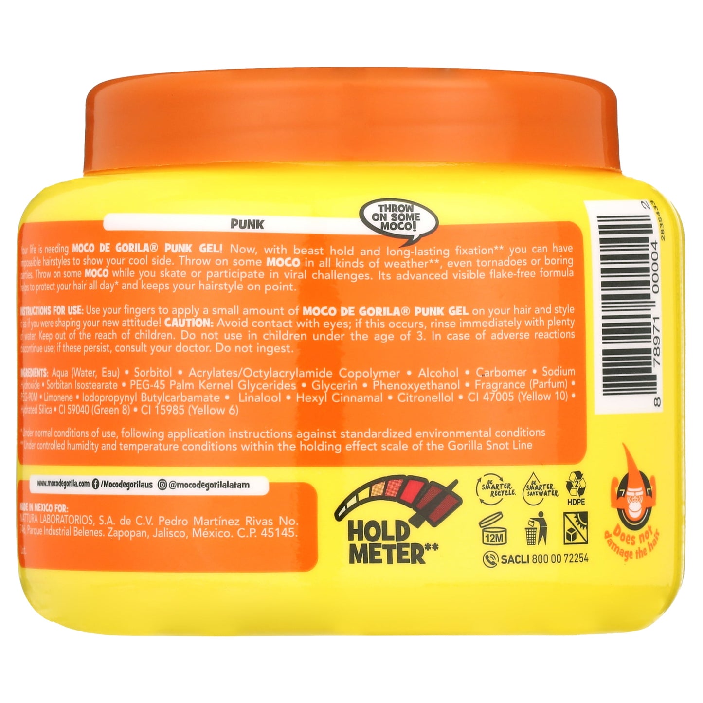 Moco de Gorila Punk Shine Enhancing Jar Yellow Hair Styling Gel, 9.52 oz