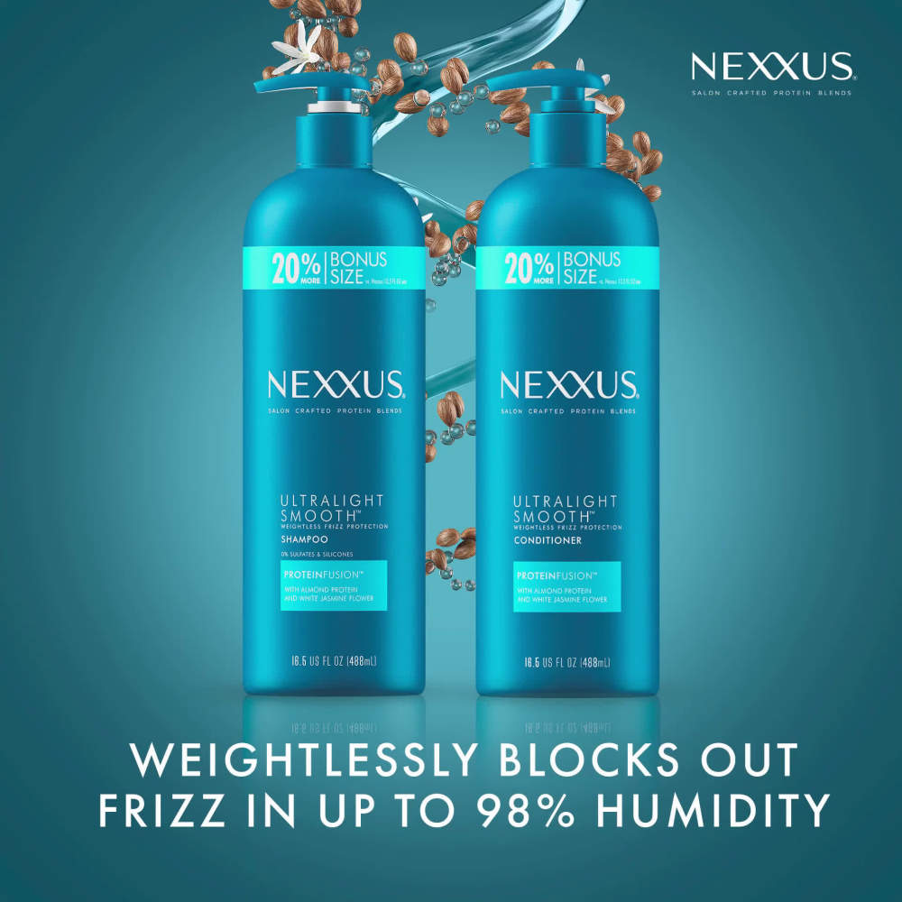 Nexxus Ultralight Smooth Daily Shampoo with Almond Protein, White Jasmine Flower, 16.5 fl oz